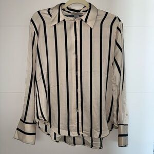 H&M Cream and Black Long Sleeve Button Down Shirt